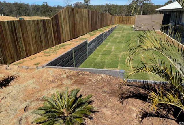 Landscaped Cement Wall Fence