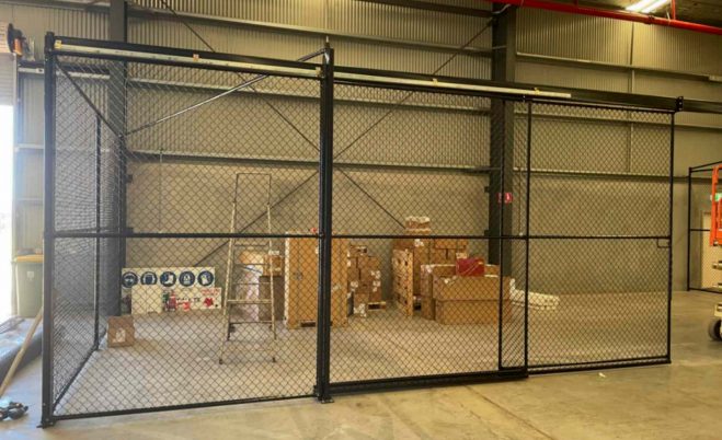 Indoor Warehouse Black Gated Fence