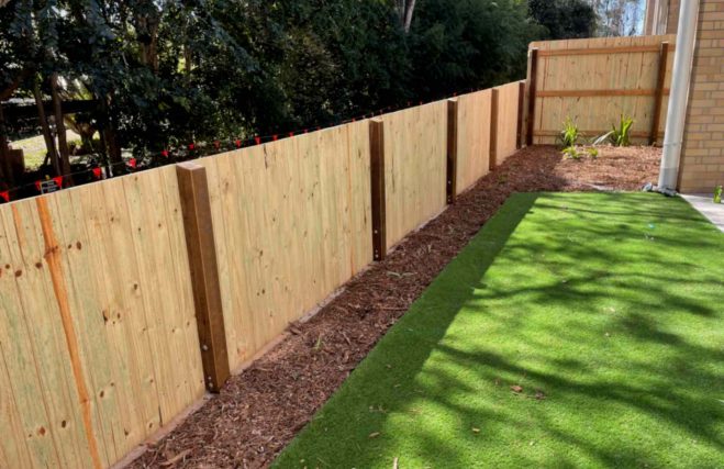 Timber White Fence With Artificial Grass